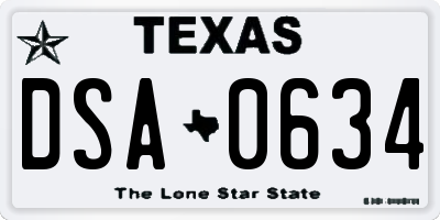 TX license plate DSA0634