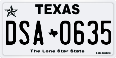 TX license plate DSA0635