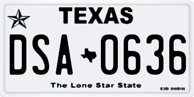 TX license plate DSA0636