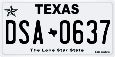 TX license plate DSA0637