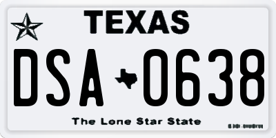 TX license plate DSA0638