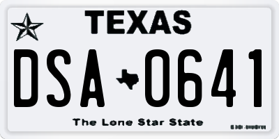 TX license plate DSA0641