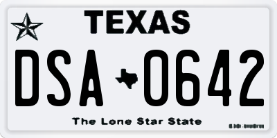 TX license plate DSA0642