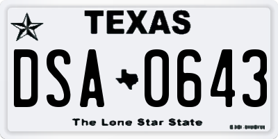 TX license plate DSA0643