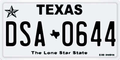 TX license plate DSA0644