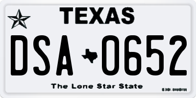TX license plate DSA0652