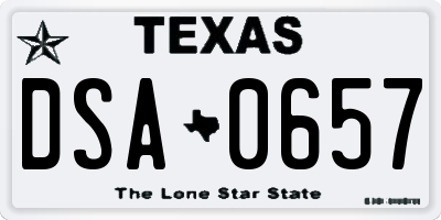 TX license plate DSA0657