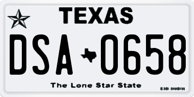 TX license plate DSA0658