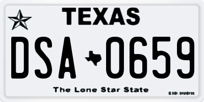 TX license plate DSA0659
