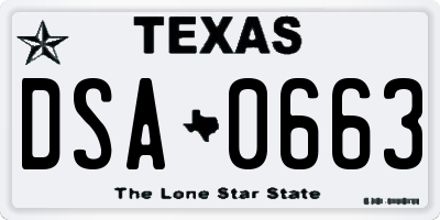 TX license plate DSA0663