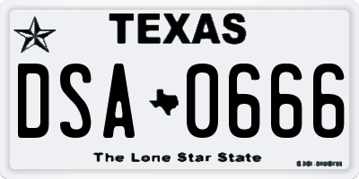 TX license plate DSA0666