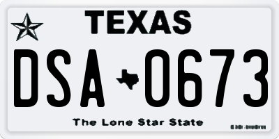 TX license plate DSA0673