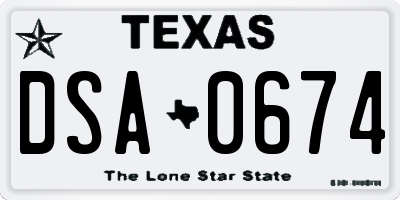 TX license plate DSA0674