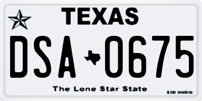 TX license plate DSA0675