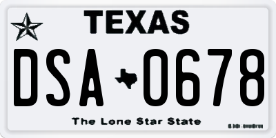 TX license plate DSA0678
