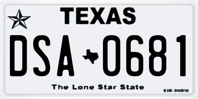 TX license plate DSA0681