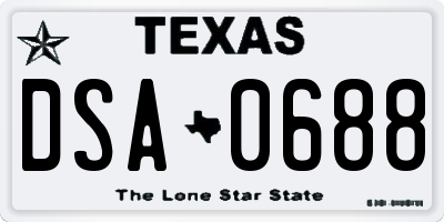 TX license plate DSA0688