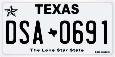 TX license plate DSA0691