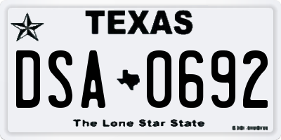 TX license plate DSA0692