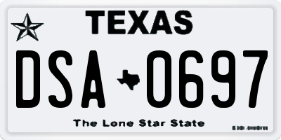 TX license plate DSA0697