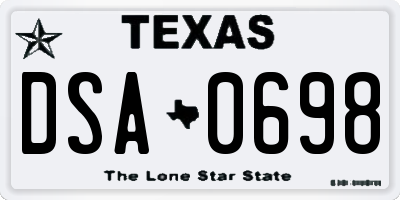 TX license plate DSA0698