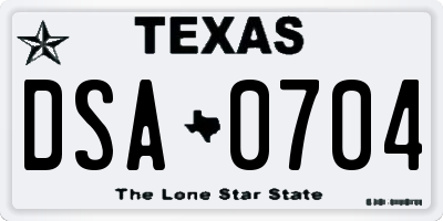TX license plate DSA0704