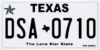 TX license plate DSA0710