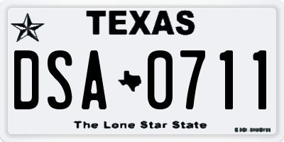 TX license plate DSA0711