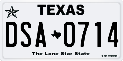 TX license plate DSA0714
