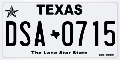 TX license plate DSA0715