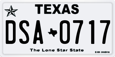 TX license plate DSA0717