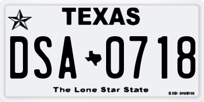 TX license plate DSA0718
