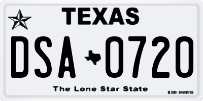TX license plate DSA0720