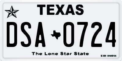 TX license plate DSA0724