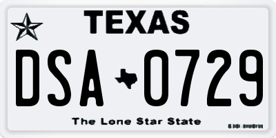 TX license plate DSA0729