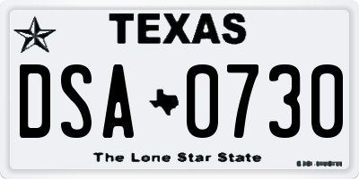 TX license plate DSA0730