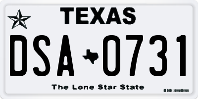 TX license plate DSA0731