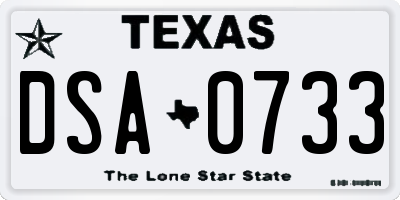 TX license plate DSA0733