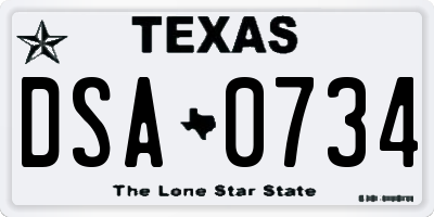 TX license plate DSA0734