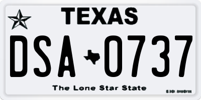 TX license plate DSA0737