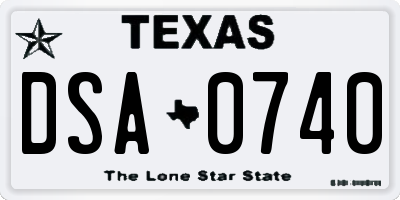 TX license plate DSA0740