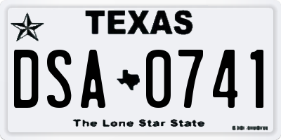 TX license plate DSA0741
