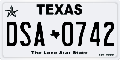 TX license plate DSA0742