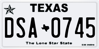 TX license plate DSA0745