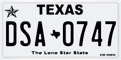 TX license plate DSA0747