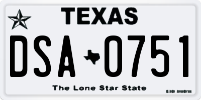 TX license plate DSA0751