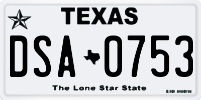 TX license plate DSA0753
