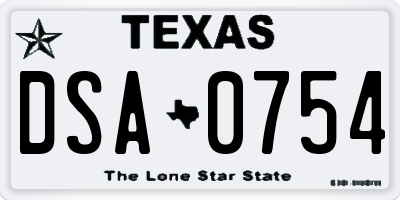 TX license plate DSA0754