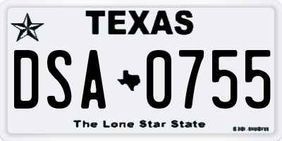 TX license plate DSA0755