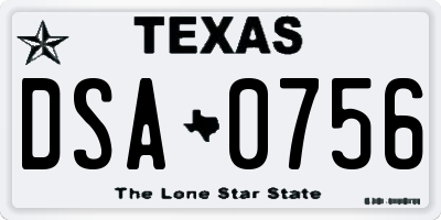 TX license plate DSA0756